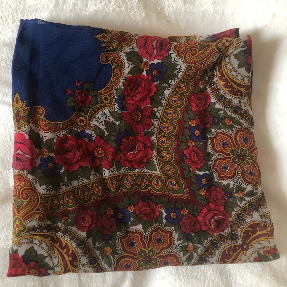 Brooks Brothers Floral Paisley Silk Scarf in Navy, Red, Gold